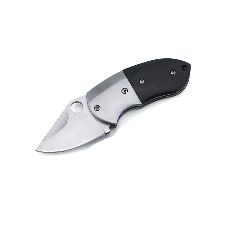 Открытый самообороны портативный нож брелок Подвеска деревянная ручка Складные карманные ножи нержавеющая сталь кемпинг выживания брелки - Цвет: Black
