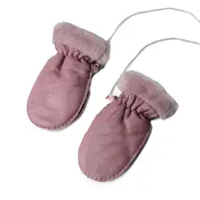 Детские зимние теплые ветрозащитные варежки, Детские Водонепроницаемые перчатки с подвесным Канатом