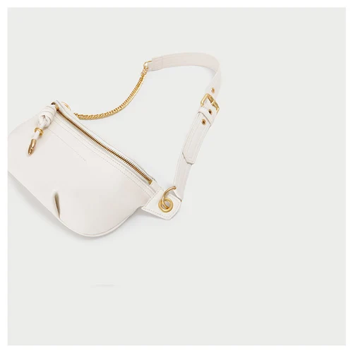 beige NEW Women Chest Bags Fashion Chain Leather Messenger Bag Shoulder Bag Female Large Capacity Zipper Phone Money Waist Packs - Цвет: beige