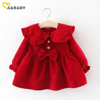 

Ma&Baby 3M-4Y Autumn Winter Toddler Infant Baby Girl Dress Ruffles Long Sleeve Bow Tutu Dress For Baby Girl Red Christmas Dress