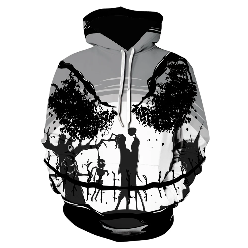 

The Nightmare Before Christmas Halloween Pumpkin King Skull Hoodie Streetwear Hip Hop Hooded Hoody Mens Hoodies Sweatshirts Male