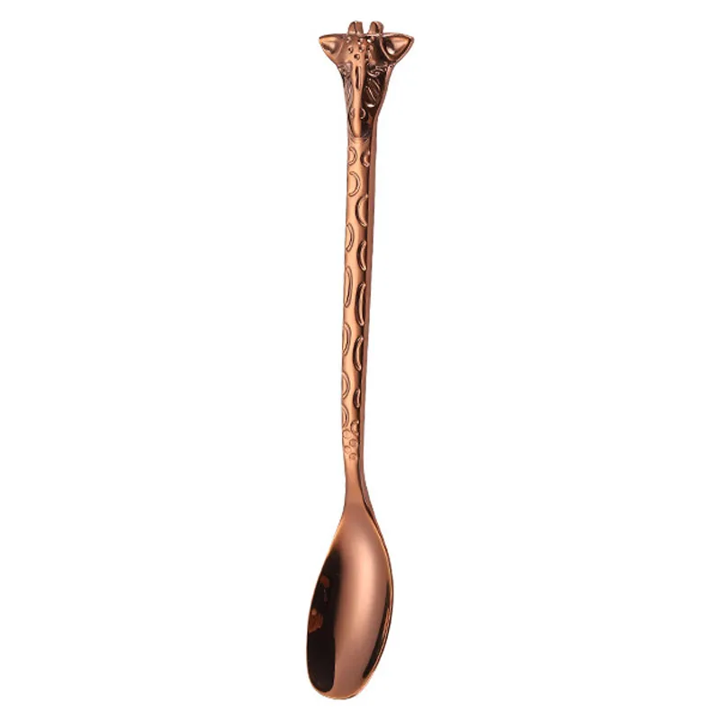 Rose Gold.1 Нержавеющая сталь Жираф чайная и кофейная ложка перемешивание ложка Вилка ложка для мороженого и десертов креативные столовые приборы ложка кофе аксессуары - Цвет: Rose Gold.1