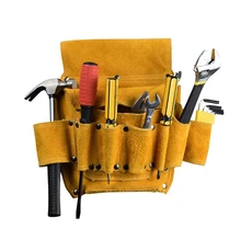Boîte à outils de grande capacité pour électricien, sac à outils de taille, boîte à outils en cuir de vache, boîte de rangement d'outils à main, organisateur de pièces de quincaillerie