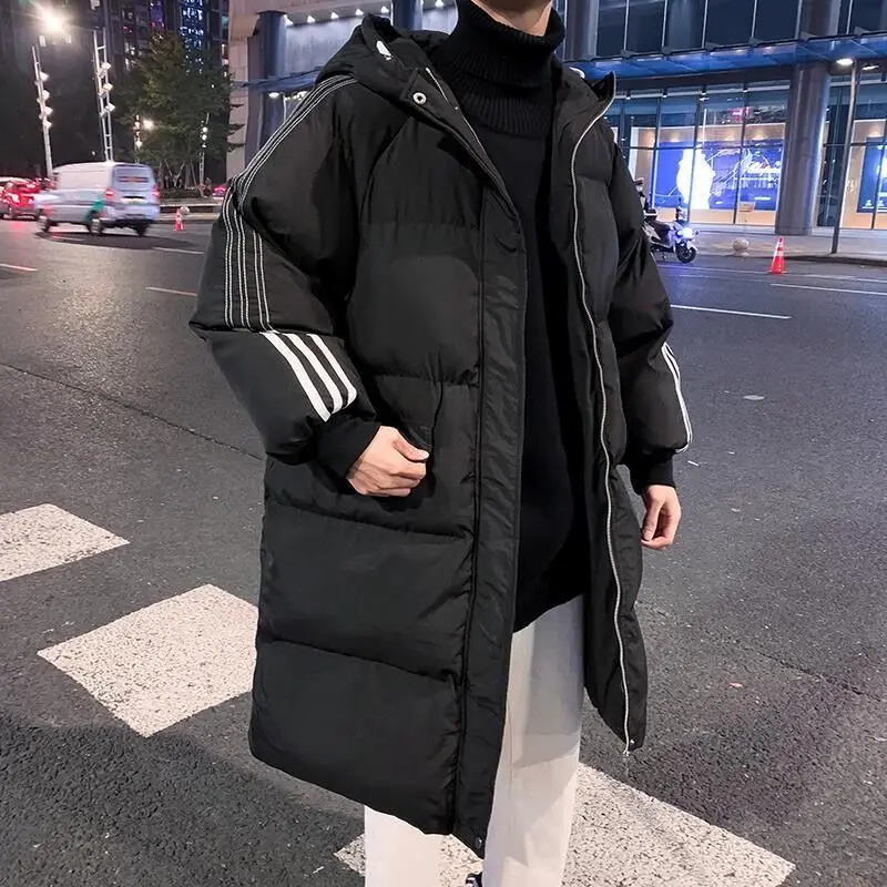 

Harajuku cotton clothes men's Hong Kong Style winter couple 2021 new plush cotton clothes medium and long coat cotton jacket