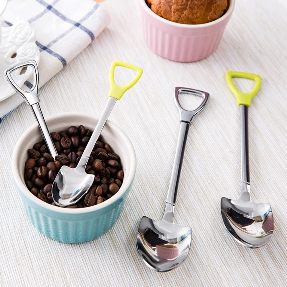 

Home stainless steel Spoon Shovel Coffee Ice Cream Soup Honey Handle Tea Spoons new