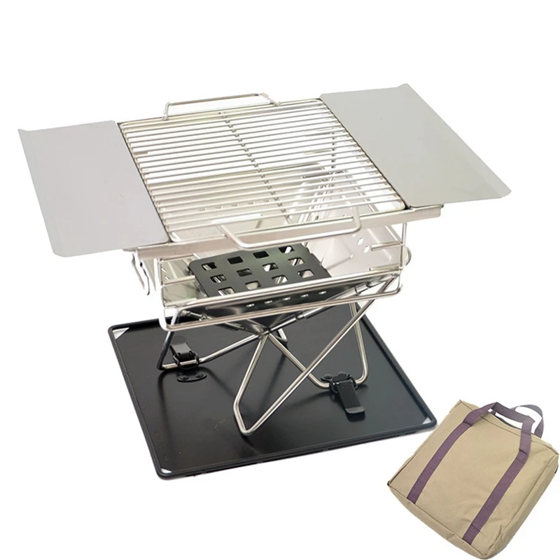

Outdoor Stainless Steel Grills Picnic Bbq Charcoal Grills for Barbecue&silver Portable Hiking Charcoal Camping Grill Household C