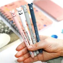 Stylo à Gel effaçable 0.35mm, 4 pièces/ensemble, Kawaii, cochon, ours, chat, fournitures scolaires et de bureau, papeterie, encre bleue et noire