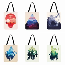 Сумка-тоут с принтом «Песнь Льда и Огня», льняная тканевая сумка, повседневная сумка-тоут, складная сумка для покупок, уличная пляжная сумка, Повседневная ручная сумка