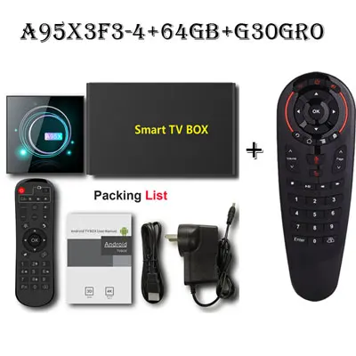 A95X F3 тонкий Android 9,0 Smart tv box Amlogic S905X3 4 ГБ 32 ГБ 64 Гб Smart tv box 8K Box 2,4/5,0G WiFi Google Play медиаплеер - Цвет: 4GB 64GB G30 VOICE