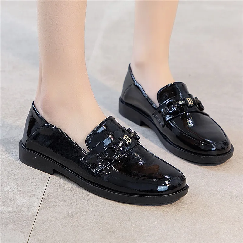 

2020 New Style Spring And Autumn Low Heel Flat round-Toe Loafers England Double Purpose Small Leather Shoes Shoes Women's Four S