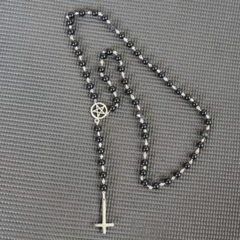 Vampire Bat Rosary - Occult vamp goth ankh beads bat gothic vampire vampiric Ankh necklace - Image 3