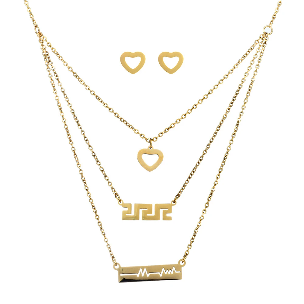 

Jewelry Set For Women Silver & Gold Color Round Design Necklace Stud Earrings Party Jewelry 2020