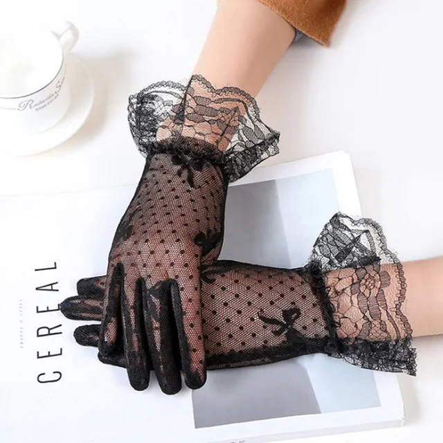1 Pair Party Driving Sexy Women Lady Lace Gloves Mittens Accessories Girl's Flower Side Sunproof Ritual Glove