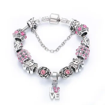 

New Panjia Style Fashion Atmosphere Love Pendant Bracelet DIY Creative Geometric Petal Beaded Bracelet