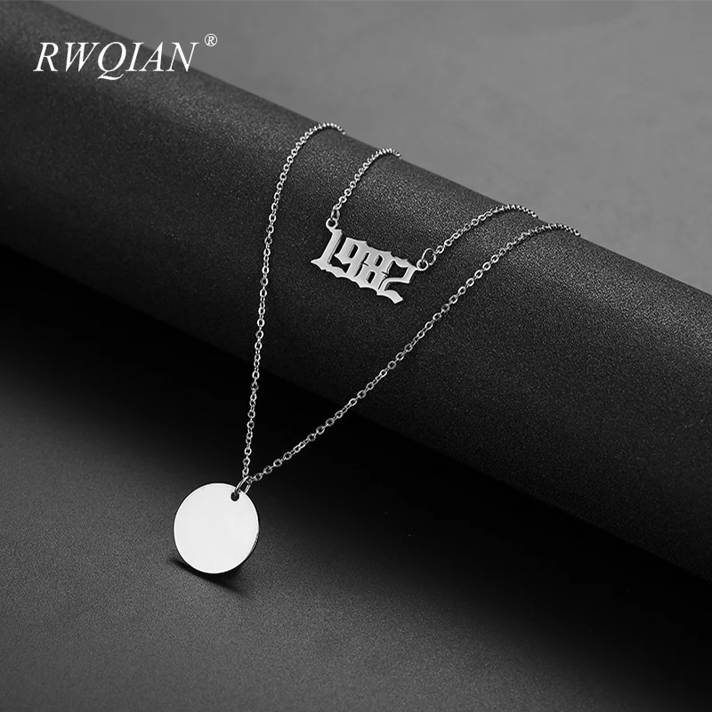

Personalized Pendant Necklace Double-deck Chain Custom Number Name Necklaces for Women Custom Necklace Golden Jewelry Set Gift