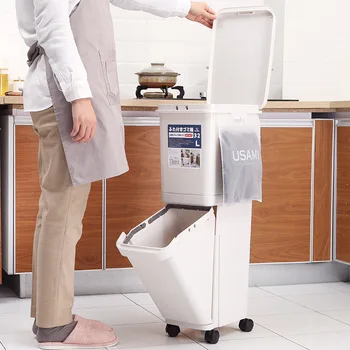 

Recycle Trash Can Kitchen Bin Creative Garbage Waste Sorting Bin Compost Holder Poubelle De Cuisine Telescopic Bucket Car AA60LB