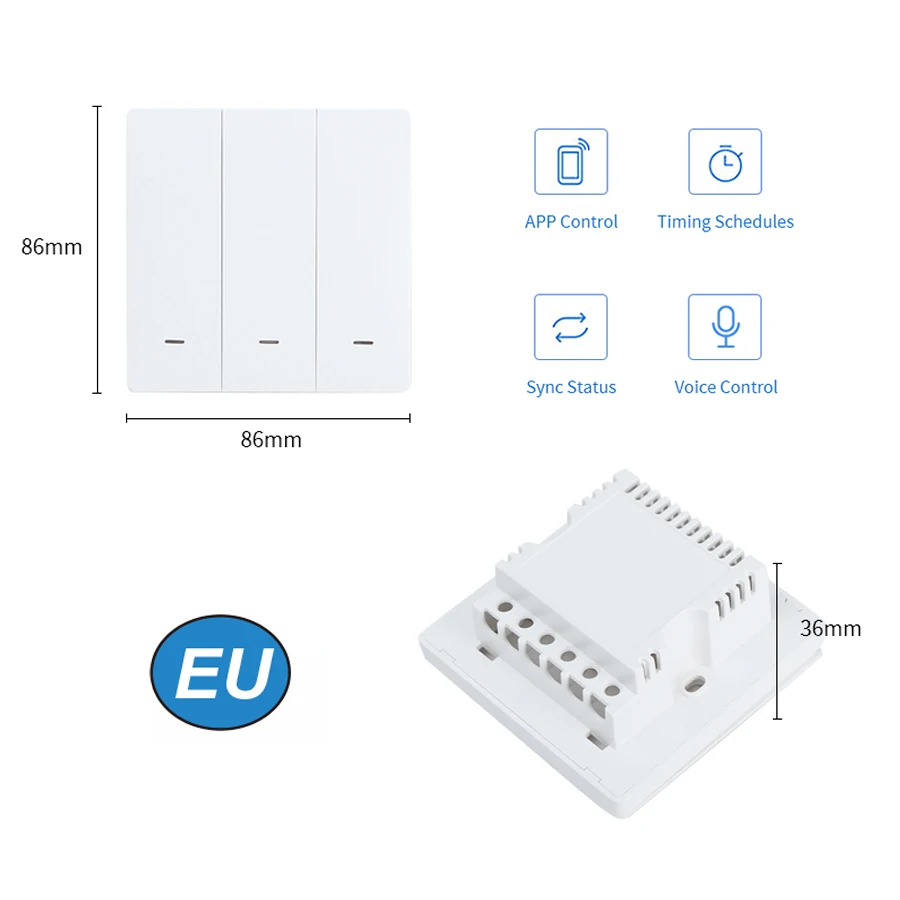 Минимальный Wi-Fi умный переключатель, ЕС, кнопочный настенный светильник, переключатели Tuya Smart life, беспроводной пульт дистанционного управления Alexa Google Home 1, 2, 3 комплекта
