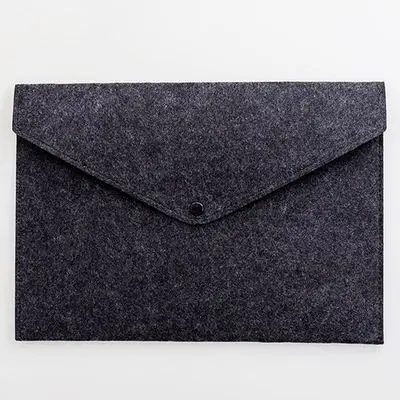 A4 шерсть фетр бизнес папка для документов сумка IPad чехол искусство светильник серый простой и элегантный - Цвет: Черный