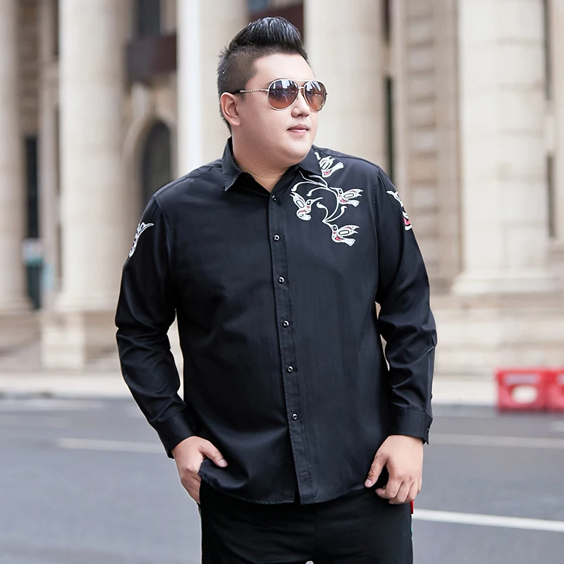 Новая молодежная 4XL 5XL 6XL 7XL 8XL мужская деловая Повседневная рубашка с длинными рукавами с принтом большого размера Мужская классическая мужская рубашка плюс