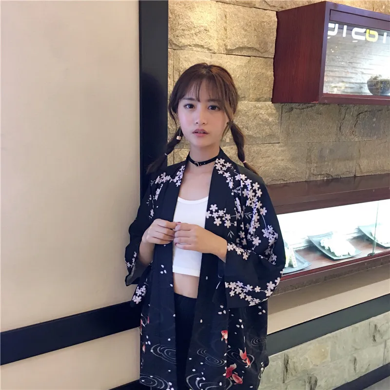 Женские топы лето японские модные Кимоно Одежда для пар Obi Yukata женское пляжное кимоно Boho Haori кимоно Japones FF2426
