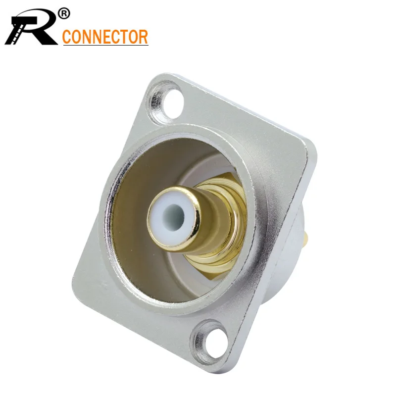 

1pc High Quality Soldered Gold Plated RCA Female Panel Socket RCA Jack Panel Chassis Mount Square Silver Red&White