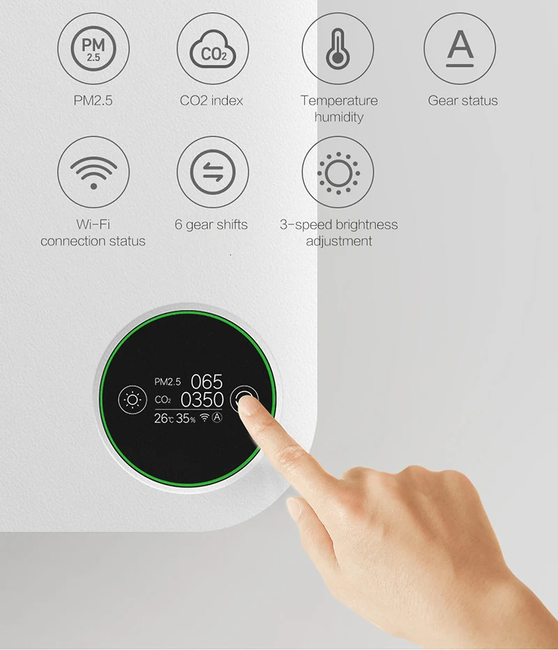 Xiaomi очиститель воздуха настенный бытовой бесшумный очиститель свежего воздуха интеллектуальный контроль подачи кислорода очиститель воздуха
