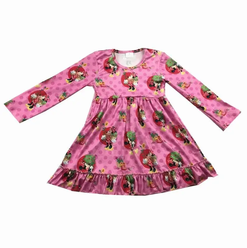 Горячая Распродажа летнее модное платье для девочек розовое с длинными рукавами