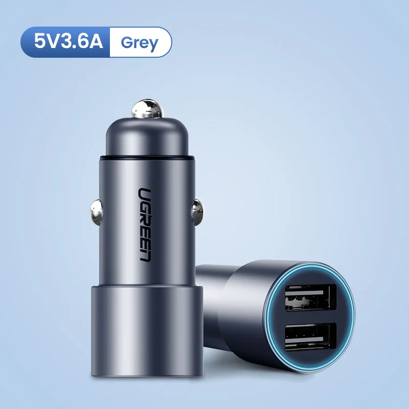 Black Ugreen 5V 3.6A металлическое двойное USB Автомобильное зарядное устройство для iPhone X 8 7 XS Xiaomi mi9 Samsung S8 S9 быстрое универсальное автомобильное зарядное устройство для мобильного телефона - Тип штекера: Black