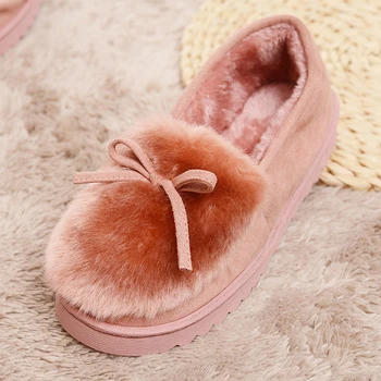 

Non-slip Colorful Winter Home Faux Fur Warm Soft Plush Shoes Woman Solid Slippers Comfortable Warm Indoor Outdoor Light Slippers