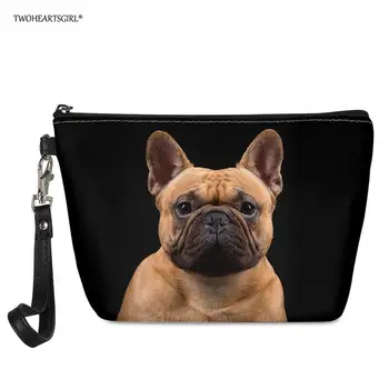 

Mini French Bulldog Print Women Cosmetic Bag Black Make Up Bag Waterproof Travel Toiletry Storage Bag Makeup Case Pouch