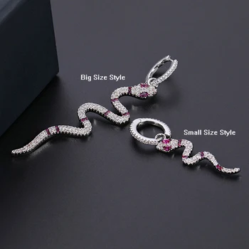 

Fashion Micro Mosaic Top CZ Crystals Purple Red Eaye Snake Drop Earrings S925 Silver Circle Earrings For Women INS Jewelry