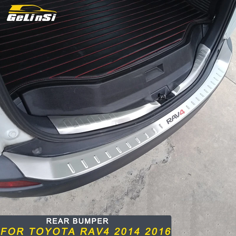 

Gelinsi For Toyota RAV4 2014 Car Styling Rear Door Trunk Bumper Fender Protector Sill Cover Frame Trim Sticker Accessories