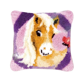 

Latch Hook Cushion Yarn for Cushion Cover Animal horse Pillow Case Sofa Cushion Printed Canvas Home Decorative Pillow