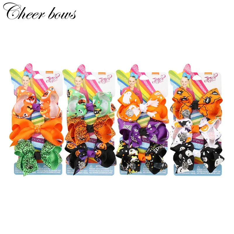 

3Pcs/Set 3" Halloween Hair Accessories Children JOJO BOWS Print Ribbon Hair Bows Hair Clip for Girls Hairgrips Party Headwear