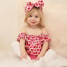 Pudcoco/Новинка; брендовые топы для новорожденных девочек на День Святого Валентина; шорты с сердечками; комплект из 3 предметов; Sunsuit