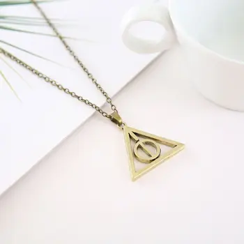 

New Geometric round Time Rotating circle Potter Triangle pendant charm Necklace Rotatable Movie sign blessing necklace jewelry