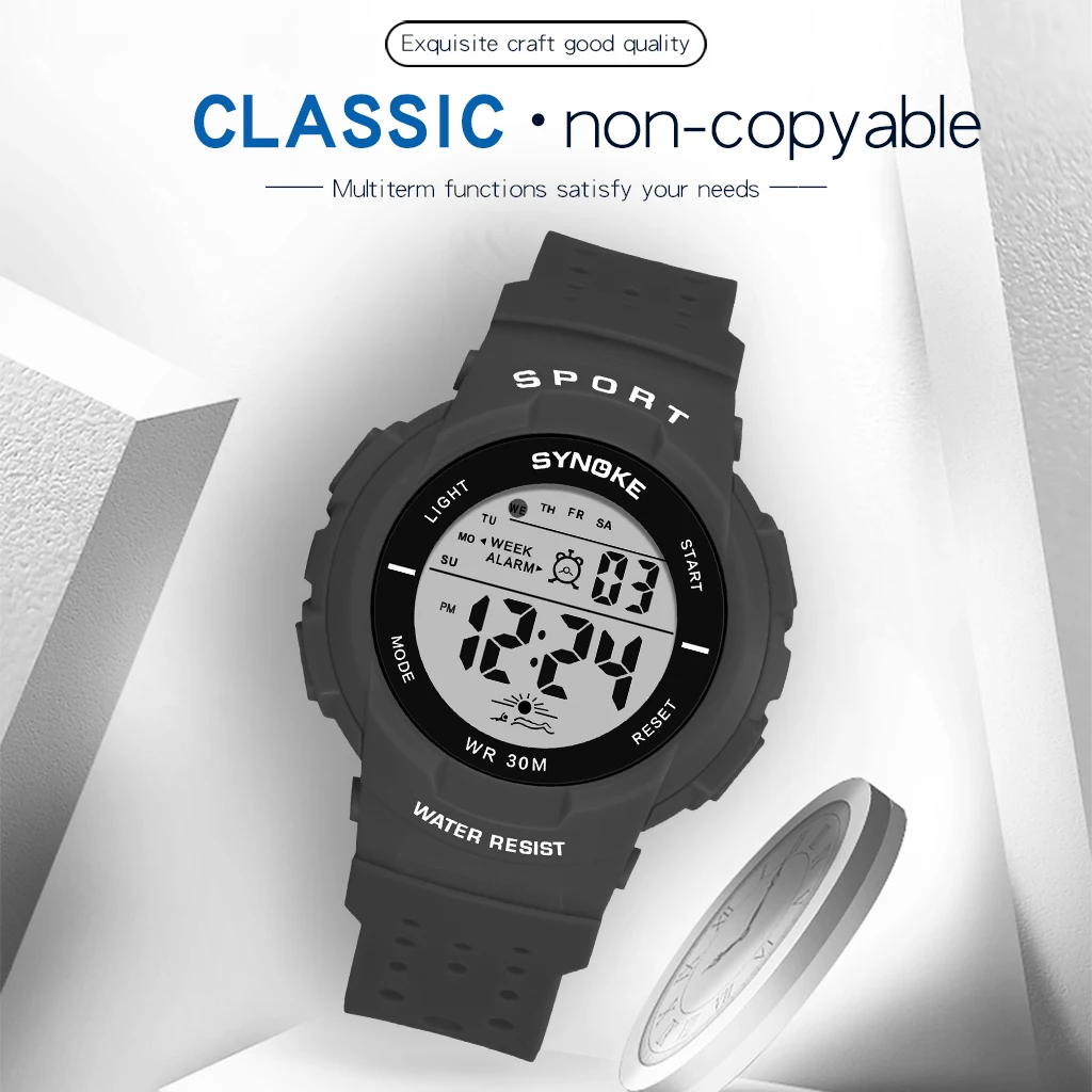 SYNOKE спортивные мужские и женские цифровые часы G водонепроницаемый стиль Красочный светодиодный электронный хронограф мужские наручные часы для студентов