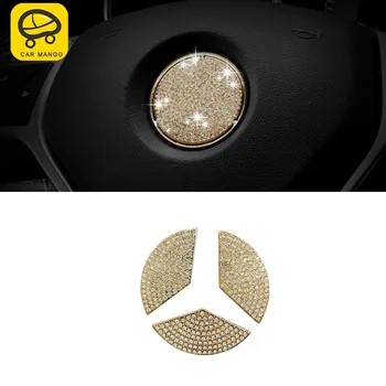 

CarMango for Mercedes-Benz GLA-Class X156 CLA C117 Car Rhinestone Steering Wheel Emblem Cover Crystal Frame Diamond Accessories