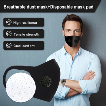 

PM2.5 Reusable Filter Face Cover Dust Haze Anti Bacteria And 2 breathing valves New Filter Face Cover Dust Anti Bacteria 2020