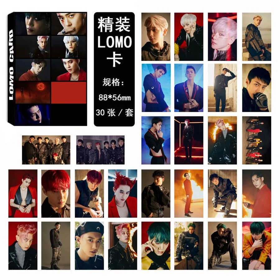 exo KPOP EXO Obsession paper Lomo Card 6th альбом самодельные HD фотокарты коллективные карты 30 шт - Цвет: exo