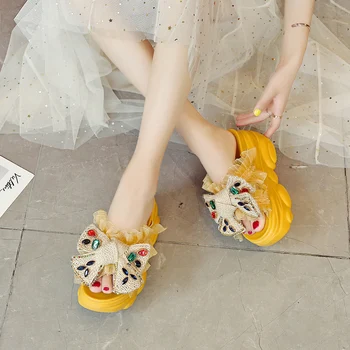 

2020 women's thick slippers ladies butterfly festival slippers summer flat sandals summer vacation beach leisure indoor shoes