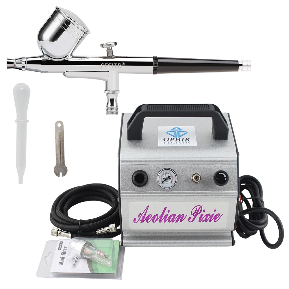 OPHIR Airbrushing Hobby Set Gravity Paint Dual Action Airbrush Kit with