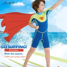 Шорты для мальчиков, 2,5 мм, неопреновый детский цельный костюм для серфинга, мокрого костюма, купальный костюм для прыжков, купальный костюм, Солнцезащитный термо-костюм для дайвинга