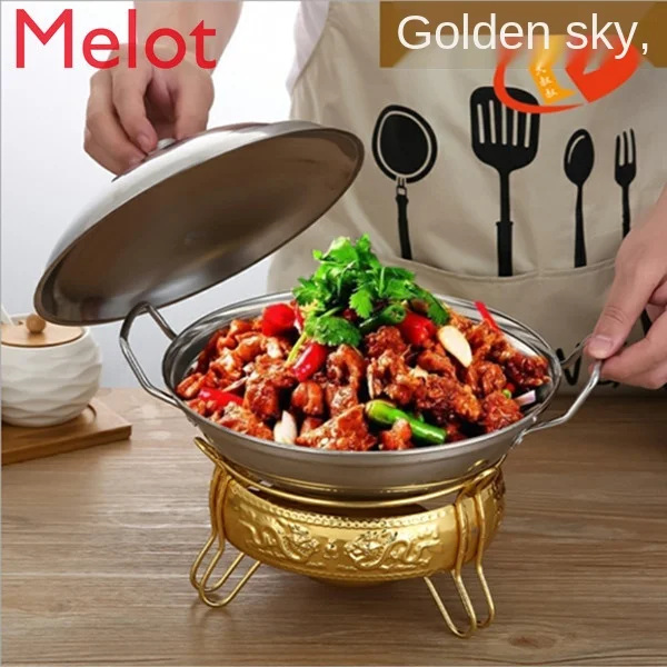 Thickened Stainless Steel Alcohol Stove Small Hot Pot Home Use and Commercial Use Hotel Stewed Pot Dry Solid Alcohol Stove