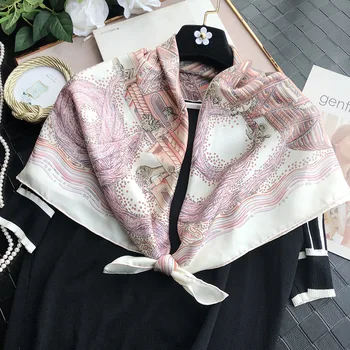 

100% Real Silk Twill Scarf Fashion Rainbow Scarves Headscarf Shawl Hijab for Ladies Multipurpose Coat Beach Wrap Skirt 90cm