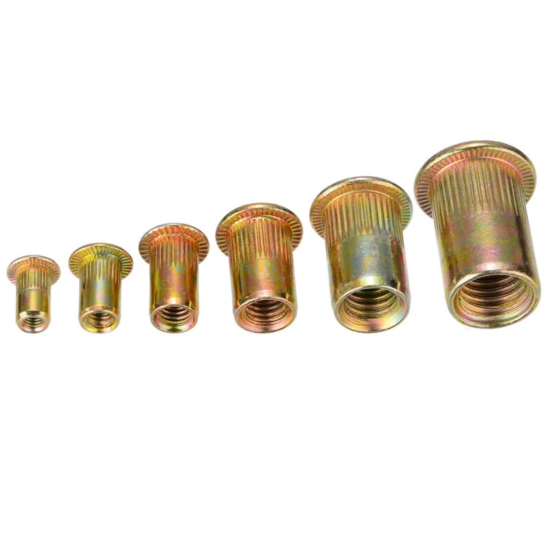 

175pcs Threaded Rivet Nut Kit Zinc Plated FlatHead Carbon steel Rivnuts Set M3 4 5 6 8 10 Nuts Insert Riveting