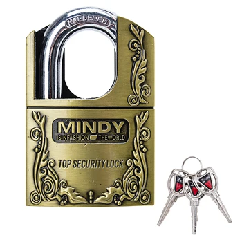

Shrouded Hardened Zinc Alloy Keyed Padlock Top Security Solid Lock Door Gate Heavy Duty Lock with 3 keys