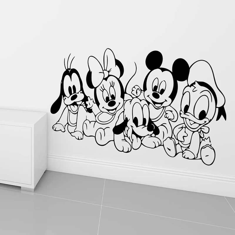 Cartoon Mickey Mouse Vinyl Wall Stickers Decor For Kids Rooms Nursery Room Decoration Wall Decals Murals Wallpaper