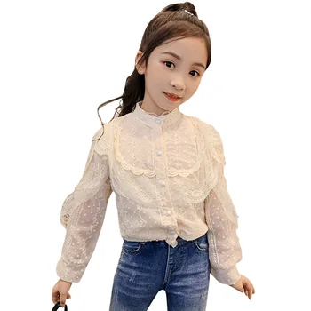 

Blouse For Girls Lace Flower Girls Blouses Spring Autumn Girls Blouse Casual Style School Uniform For Girls 6 8 10 12 14