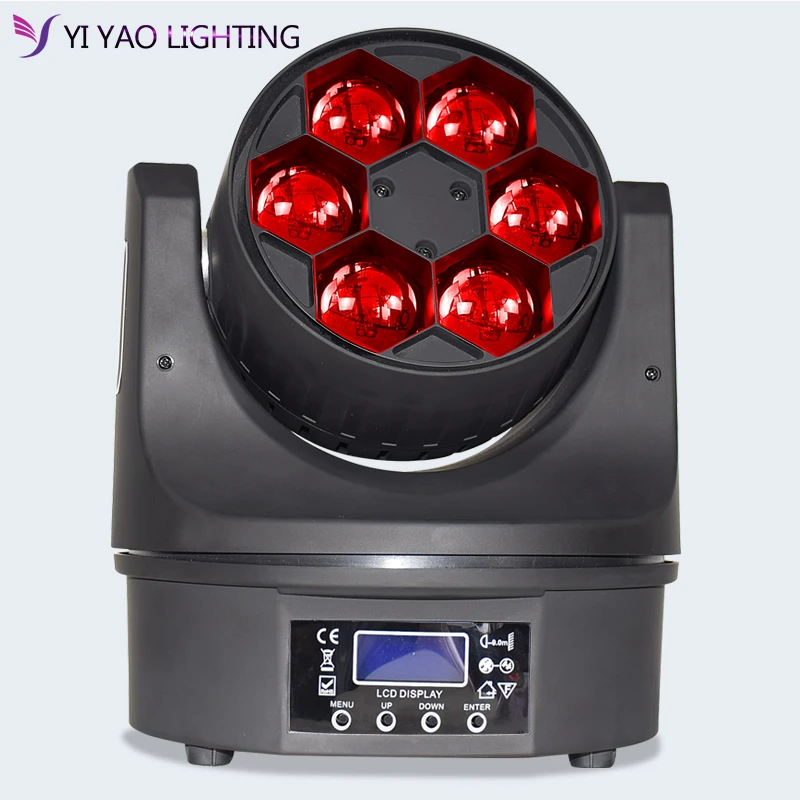 DMX512 светодиодный диджейский луч при мытье глаза пчел 6x15 Вт Rgbw Moving головной